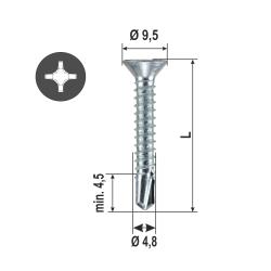 Self drilling screw countersunk head