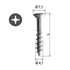 Window screw with countersunk head, "Top Silver 800", PH2 drive, roller sorted, partial thread 4.1x23.5 mm ( 2000 ST ) 23.5 mm | Top Silver 800
