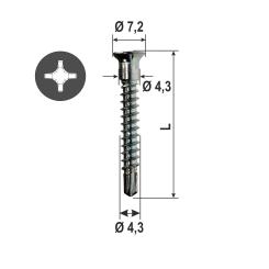 *Self drilling screw for security lock plates with countersunk head, blue zinc plated, PH2 drive 4.3x37 mm ( 1000 ST ) 