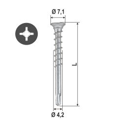 Stay and corner screw with countersunk head, "Top Silver 800", PH2 drive, roller sorted 4.2x42.5 mm ( 1000 ST ) 