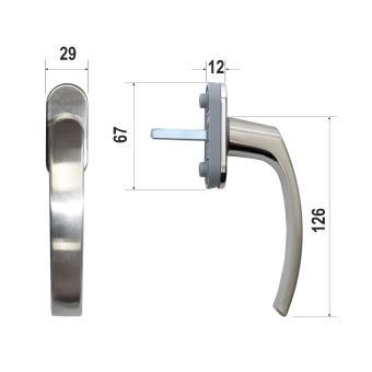 window handle type "Gina" surface stainless steel look 35x10 mm ( 1 ST ) 35 x 10 mm | Standard