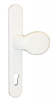 External door knob, aluminium, powder-coated white RAL 9016 with fixing cam 246 mm ( 1 ST ) weiß, RAL 9016