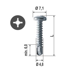 self drilling screw pan head, cross recess PH2, DIN 7504 N, tapping screw thread, blue zinc plated 4.8x50 mm ( 200 ST ) 4.8 mm | 50 mm