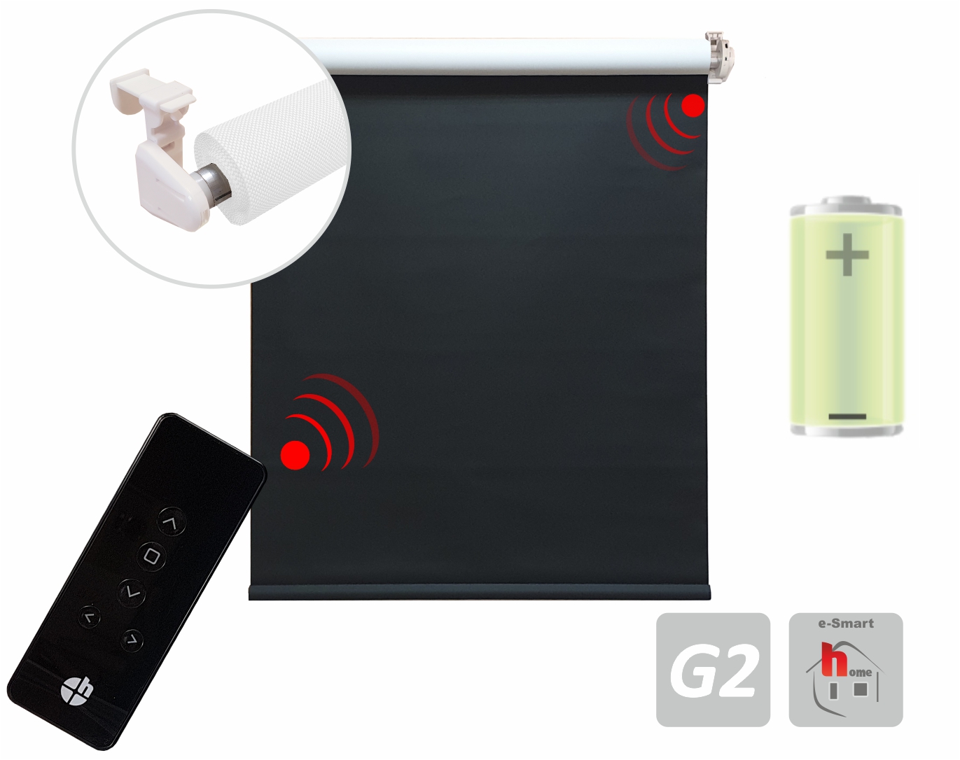 Heicko E Ast Gmbh Motorized Blind Colour Black And White With 0 Blackout Incl Battery Motor Emitter Clamp Fastening No Drilling Req 80x220 Cm 1 St Heicko De